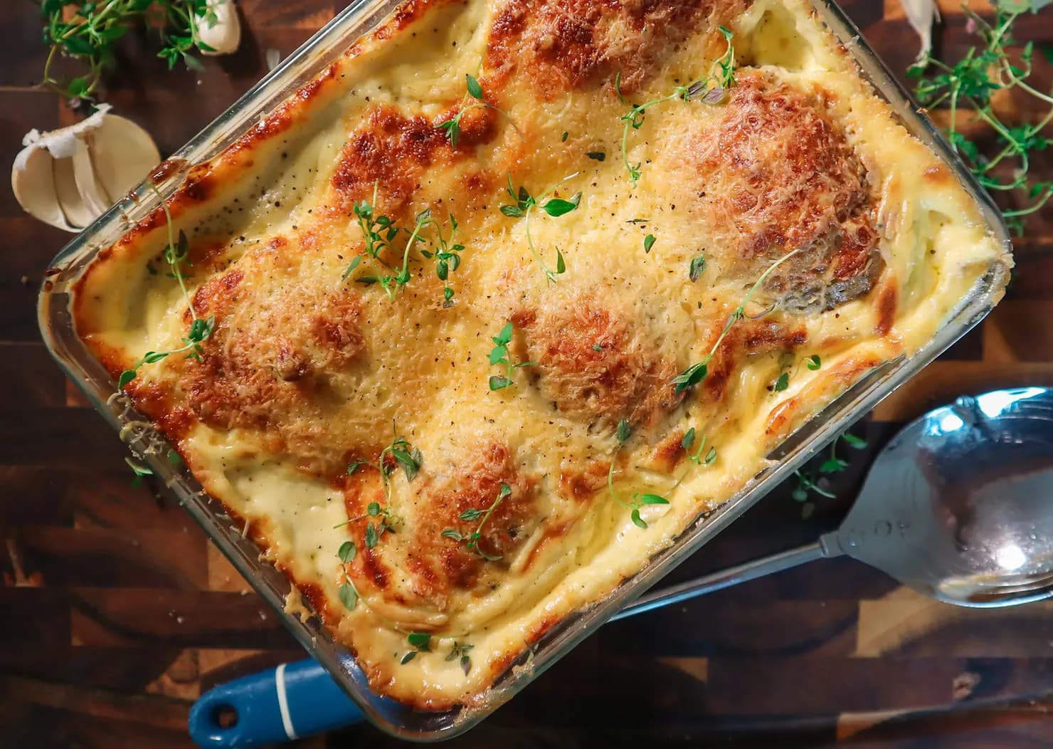 Hasselback dauphinoise, photographed for Pinch of Mint