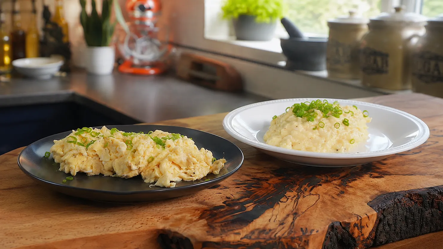 Scrambled eggs two ways