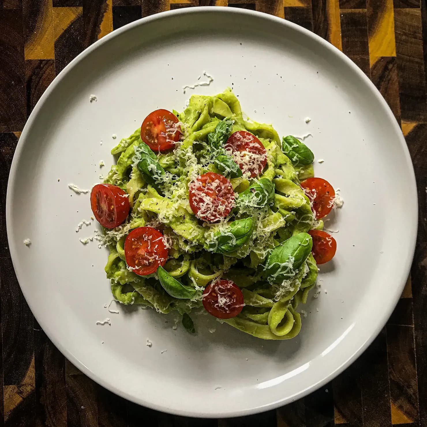 Avocado tagliatelle with basil and lime, photographed for Pinch of Mint
