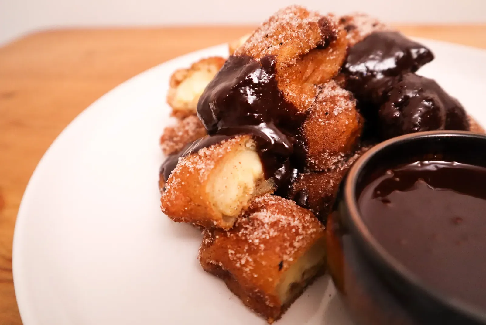 Banana fritters with cinnamon sugar, photographed for Pinch of Mint
