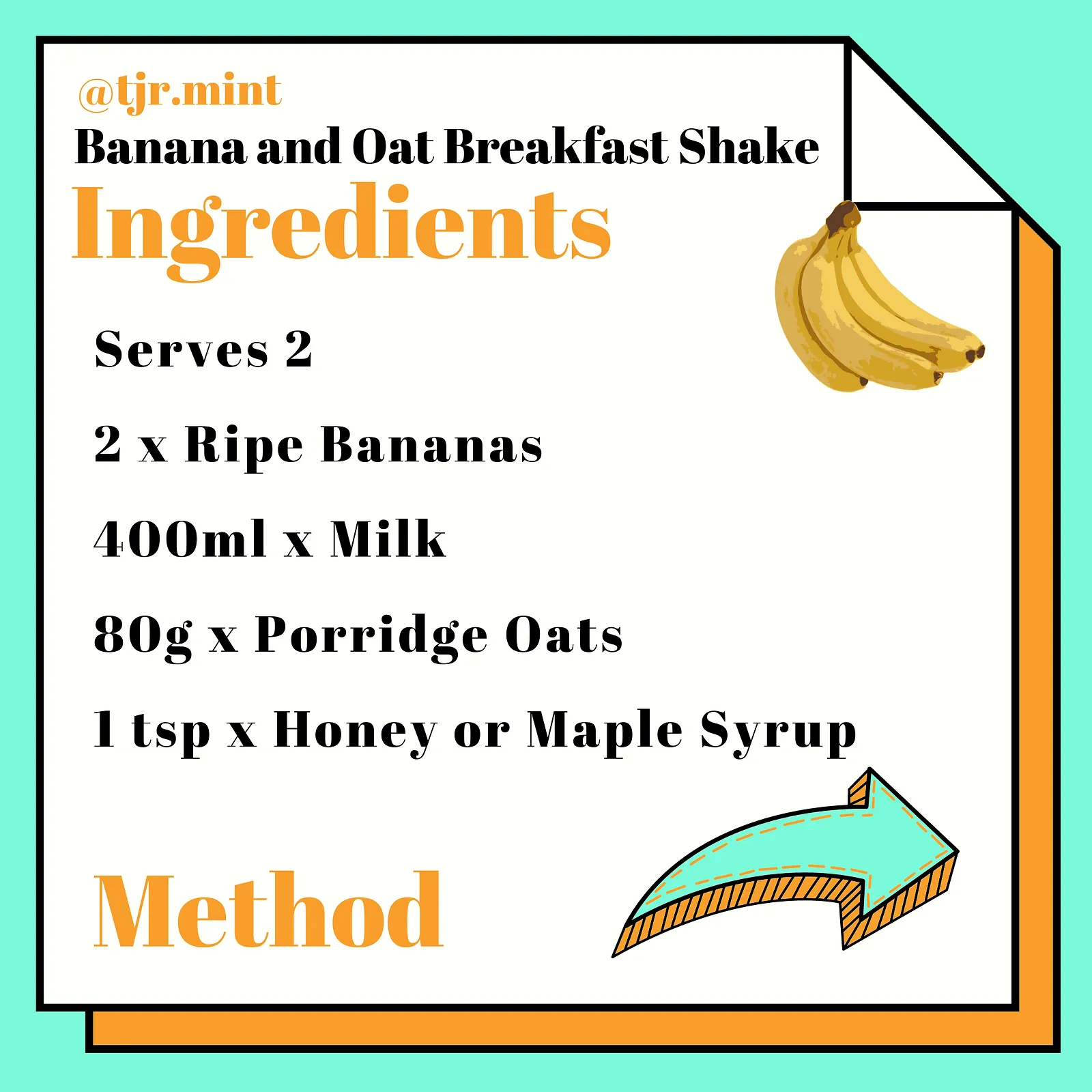 Banana and oat breakfast shake, photographed for Pinch of Mint