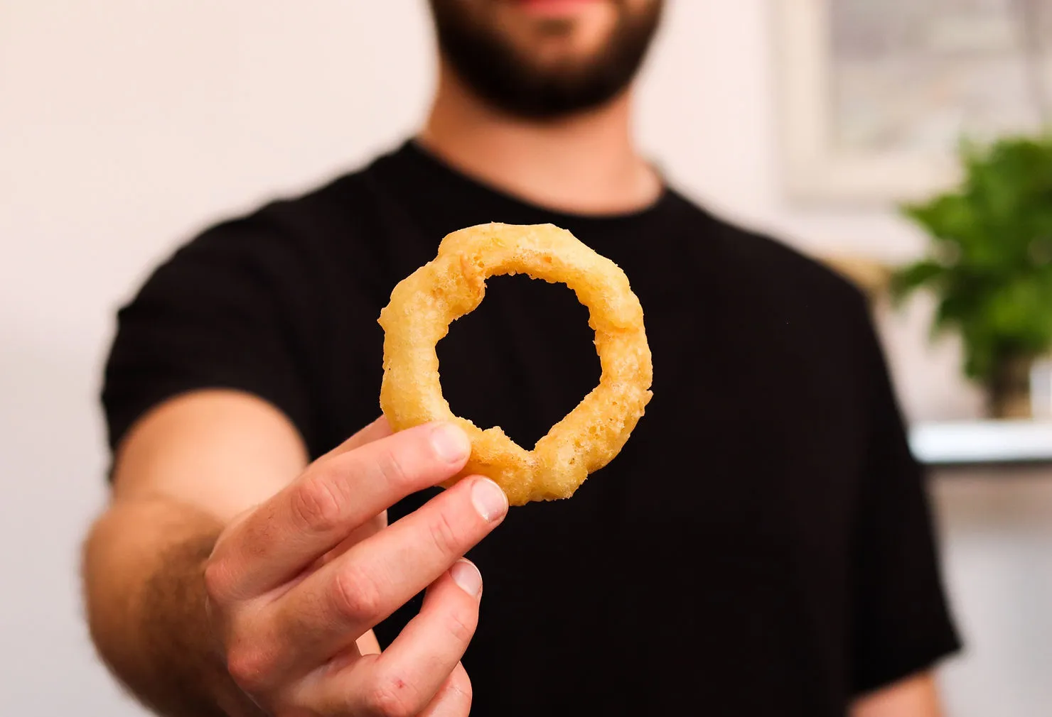 Crispy golden onion rings, photographed for Pinch of Mint