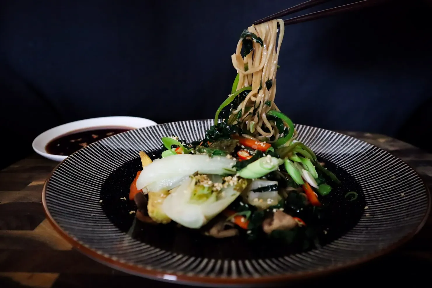 Shiitake and pak choi stir-fry, photographed for Pinch of Mint