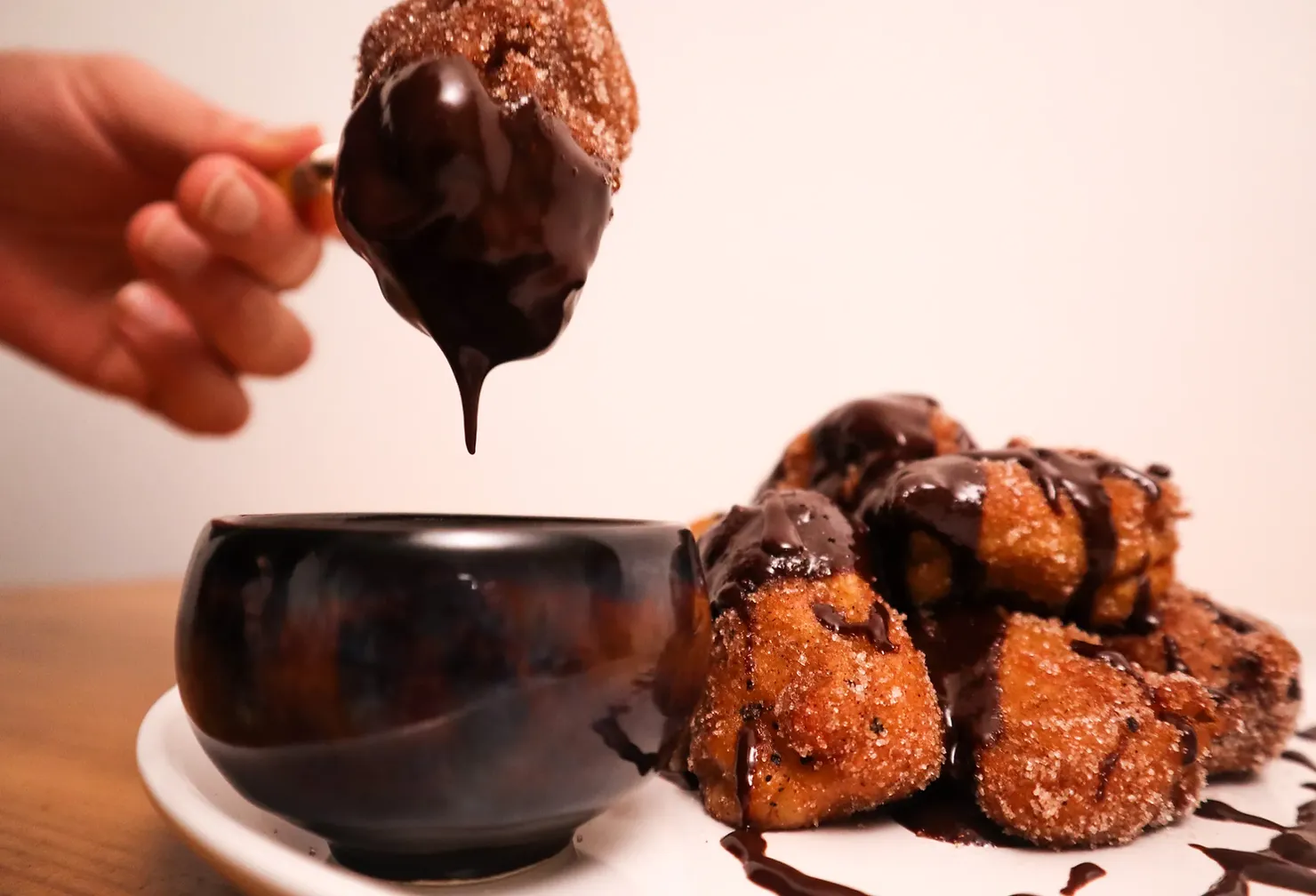 Banana fritters with cinnamon sugar, photographed for Pinch of Mint