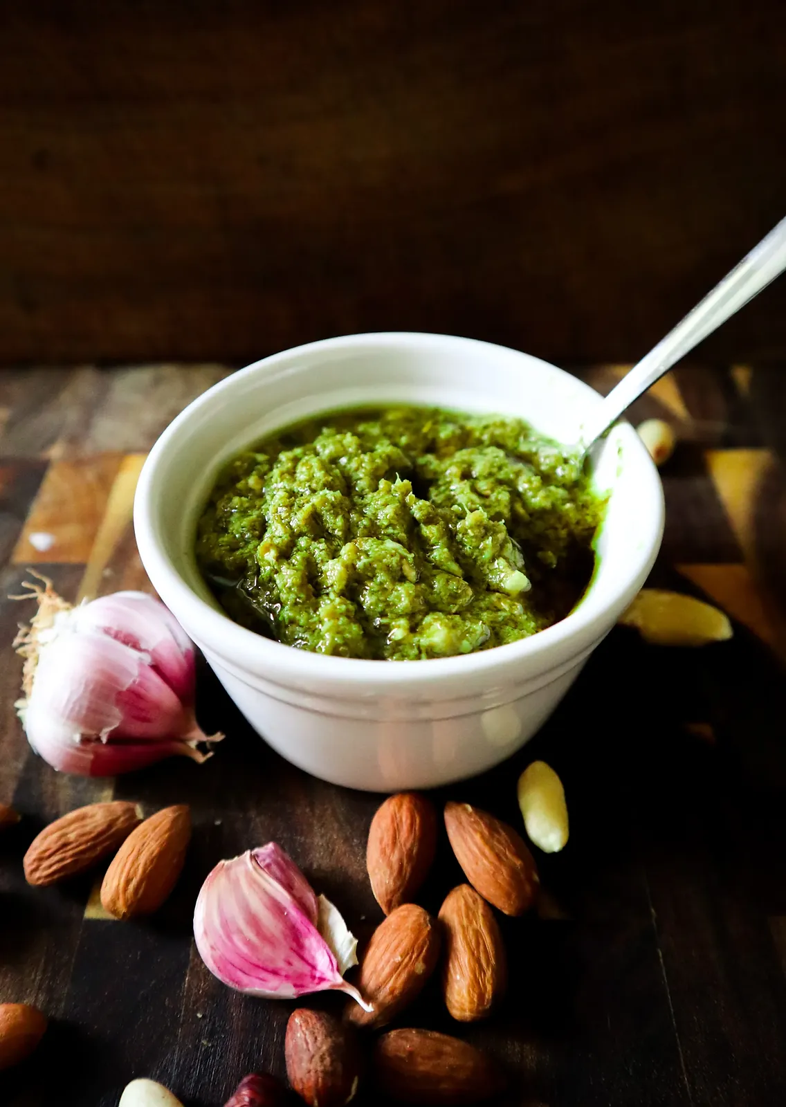 Classic basil pesto, photographed for Pinch of Mint